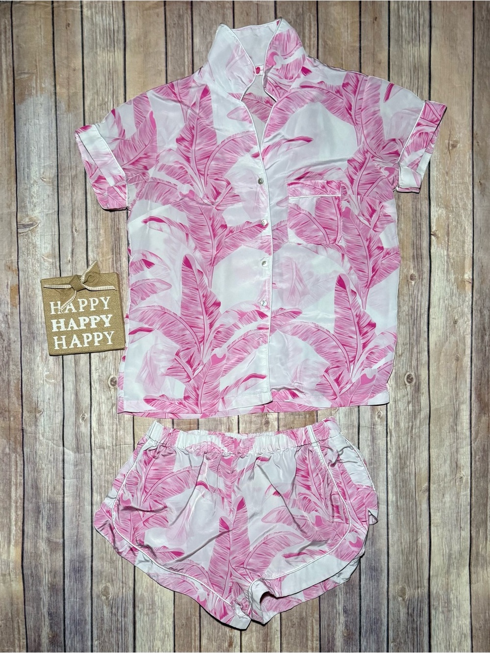 Buddy Love Pink & White Palms Pajama Set size Medium